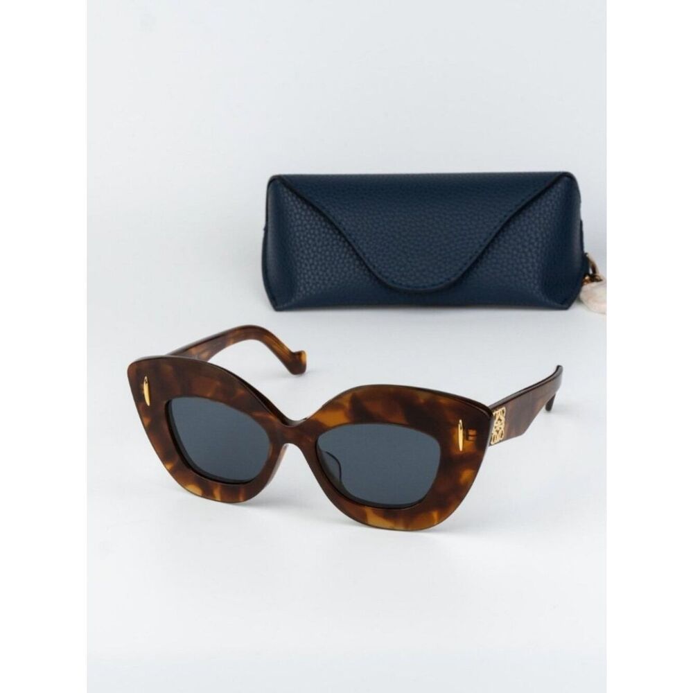 Loewe Women Sunglasses Havana Blue Cat Eye LW40127F ANAGRAM 53V NEW AUTHENTIC